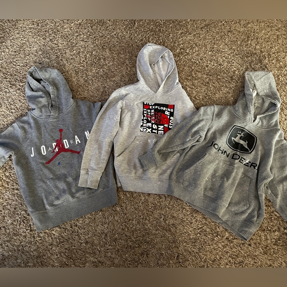 Boys Nike, UA and John Deere sweatshirts, size small 7